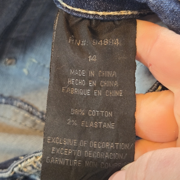 Womens Bootcut Jeans Embellished Pockets Distressed Hem Y2K Denim - Picture 7 of 11